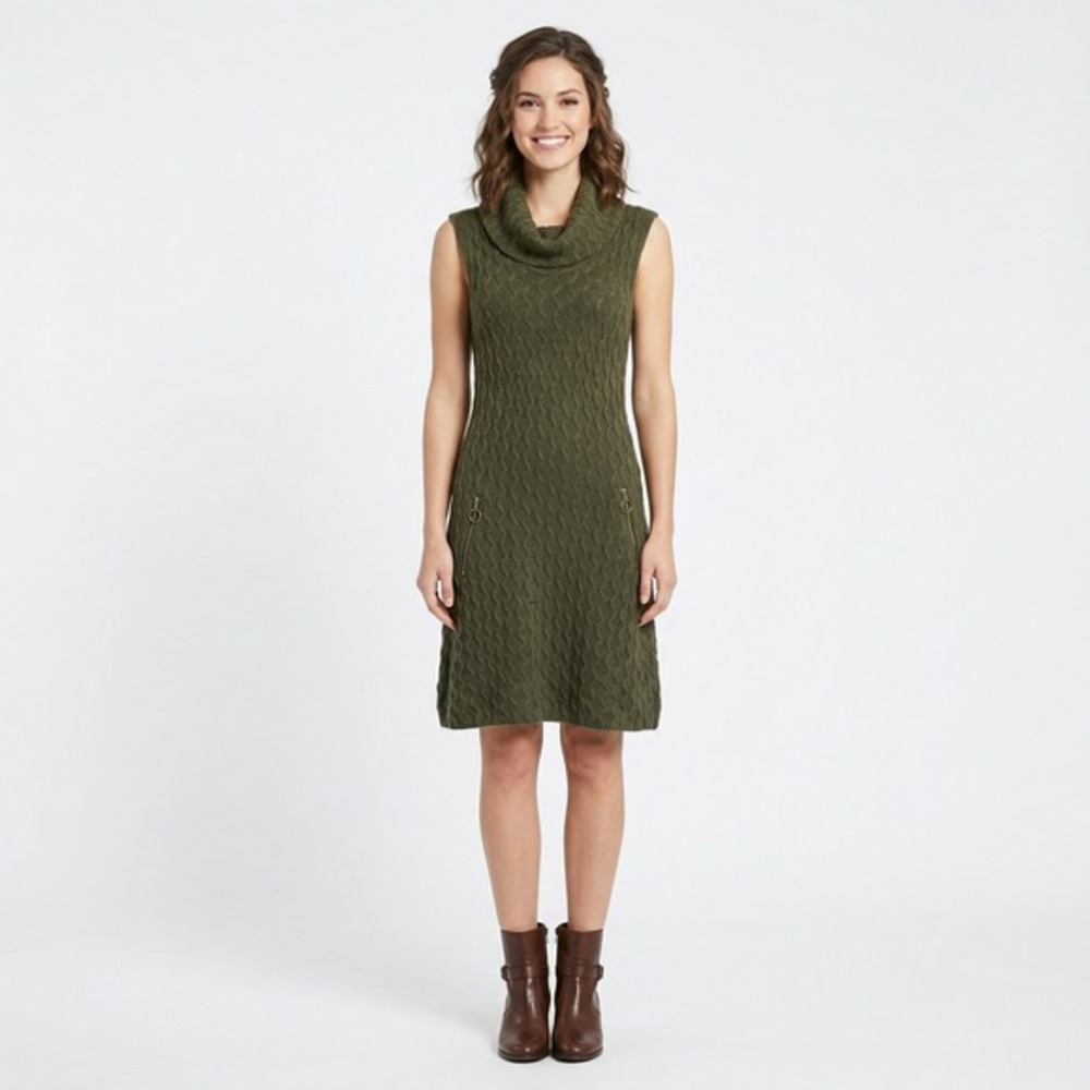 Charlotte Russe Womens Forest Green Cowl Neck Textured Sleeveless‎ Midi Dress M